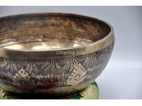 Double Dorje Tibetan Singing Bowl with Tibetan Mantra & Double Fish Auspicious Symbol