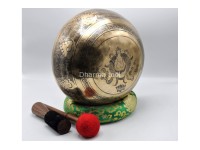 Double Dorje Tibetan Singing Bowl with Tibetan Mantra & Double Fish Auspicious Symbol