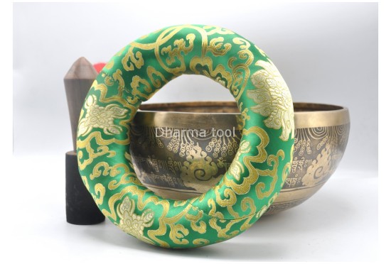Double Dorje Tibetan Singing Bowl with Tibetan Mantra & Double Fish Auspicious Symbol