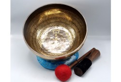 Home Yogi Tibetan Singing Bowl with Ashtamangala Symbols & Flower of Life Geometry