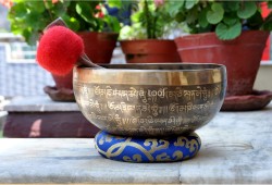Handmade Tibetan Mantra Singing Bowl – Full Mantra Etched (Multi-Size)