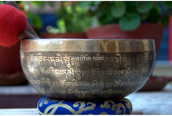 Handmade Tibetan Mantra Singing Bowl – Full Mantra Etched (Multi-Size)