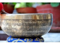 Handmade Tibetan Mantra Singing Bowl – Full Mantra Etched (Multi-Size)