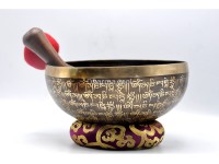 Tibetan Om Mantra Singing Bowl with Double Dorje Sacred Symbol