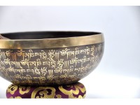 Tibetan Om Mantra Singing Bowl with Double Dorje Sacred Symbol