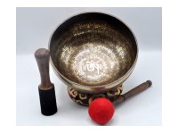 Tibetan Om Mantra Singing Bowl with Double Dorje Sacred Symbol