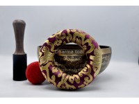 Tibetan Om Mantra Singing Bowl with Double Dorje Sacred Symbol
