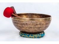 Dorje Tibetan Singing Bowl with Tibetan Mantra Ring & Tibetan Om Symbol