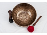 Dorje Tibetan Singing Bowl with Tibetan Mantra Ring & Tibetan Om Symbol