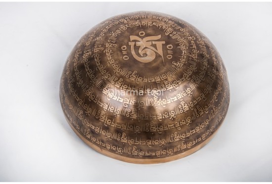 Dorje Tibetan Singing Bowl with Tibetan Mantra Ring & Tibetan Om Symbol