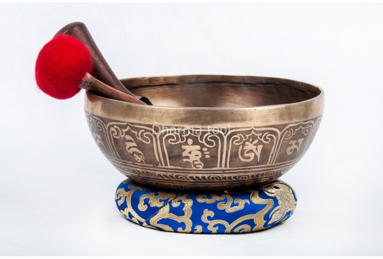 Double Dorje Tibetan Singing Bowl with Potala Gate Mantra & Endless Knot Design