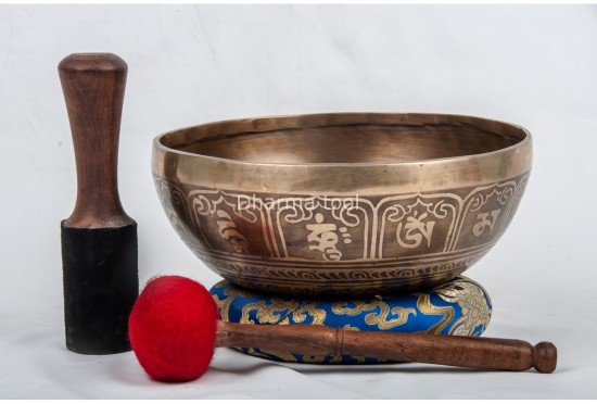 Double Dorje Tibetan Singing Bowl with Potala Gate Mantra & Endless Knot Design