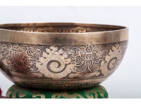Flower of Life Tibetan Singing Bowl with Mantra, Eight Auspicious Symbols & Double Dorje