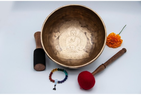 Hand-Engraved Buddha Tibetan Singing Bowl – Premium Artwork