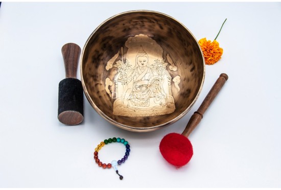 Hand-Engraved Guru Lama Tibetan Singing Bowl – Sacred Guru Mantra
