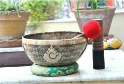 Buddha Foot Tibetan Singing Bowl – Mantra & Fire Etched – Multiple Sizes