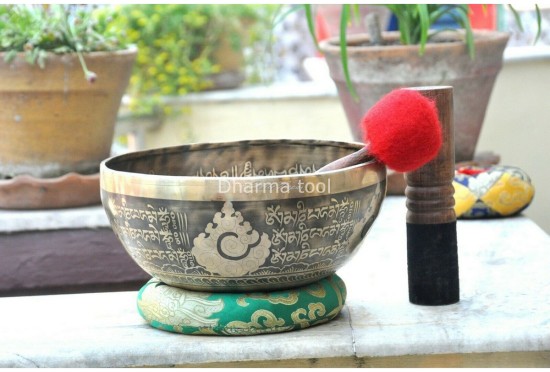 Buddha Foot Tibetan Singing Bowl – Mantra & Fire Etched – Multiple Sizes