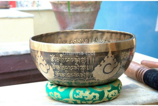 Buddha Foot Tibetan Singing Bowl – Mantra & Fire Etched – Multiple Sizes