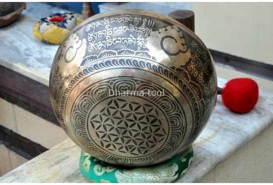Buddha Foot Tibetan Singing Bowl – Mantra & Fire Etched – Multiple Sizes