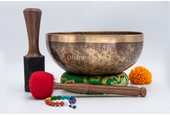 Hand-Engraved Avalokitesvara Tibetan Singing Bowl – Compassion Mantra Engraved