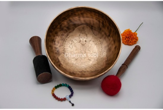 Hand-Engraved Avalokitesvara Tibetan Singing Bowl – Compassion Mantra Engraved