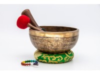 Mantra Etched Jhumka Singing Bowl with Buddha Eyes & Mantra Chakra