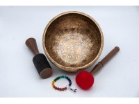 Mantra Etched Jhumka Singing Bowl with Buddha Eyes & Mantra Chakra
