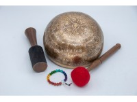 Mantra Etched Jhumka Singing Bowl with Buddha Eyes & Mantra Chakra
