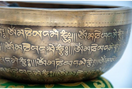 Mantra Etched Jhumka Singing Bowl with Buddha Eyes & Mantra Chakra