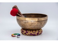 Mantra Etched Jhumka Singing Bowl with Tibetan Om & Endless Knot Design