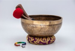 Mantra Etched Jhumka Singing Bowl with Tibetan Om & Endless Knot Design