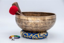 Mantra Etched Jhumka Singing Bowl with Tibetan Om & Tibetan Conch Design
