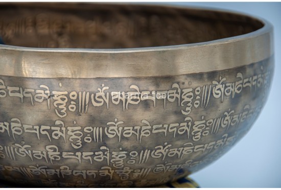 Mantra Etched Jhumka Singing Bowl with Tibetan Om & Tibetan Conch Design