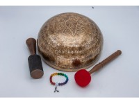 Mantra Etched Jhumka Singing Bowl with Tibetan Om & Tibetan Conch Design