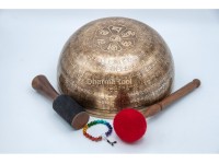 Mantra Etched Jhumka Singing Bowl with Tibetan Conch & Mantra Mandala