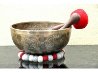 Lingam Tibetan Singing Bowl with Shree Yantra Symbols & Lotus Mantra Engraving