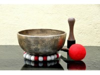 Lingam Tibetan Singing Bowl with Shree Yantra Symbols & Lotus Mantra Engraving
