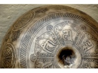Lingam Tibetan Singing Bowl with Shree Yantra Symbols & Lotus Mantra Engraving
