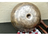 Lingam Tibetan Singing Bowl with Shree Yantra Symbols & Lotus Mantra Engraving