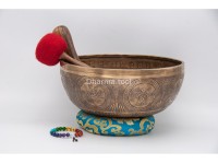 Lingam Tibetan Singing Bowl with Eight Auspicious Symbols, Lotus Mantra & Mandala Design