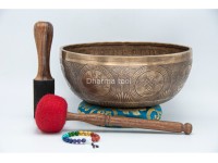 Lingam Tibetan Singing Bowl with Eight Auspicious Symbols, Lotus Mantra & Mandala Design