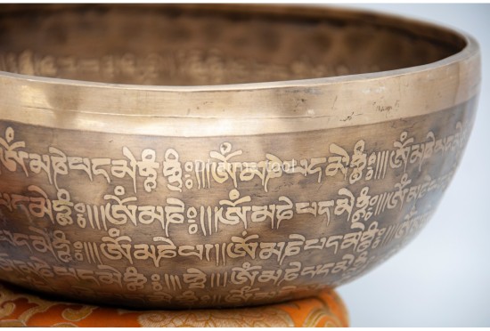 Lingam Tibetan Singing Bowl with Tibetan Mantra & Mandala Engraving