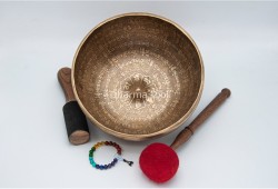 Lingam Tibetan Singing Bowl with Tibetan Mantra & Mandala Engraving