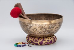 Buddha Tibetan Singing Bowl with Tibetan Mantra & Flower of Life Design