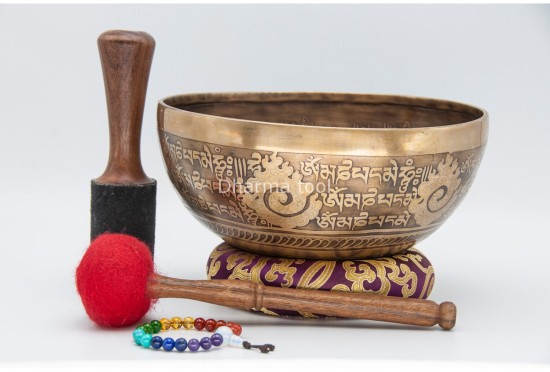 Buddha Tibetan Singing Bowl with Tibetan Mantra & Flower of Life Design