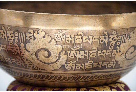 Buddha Tibetan Singing Bowl with Tibetan Mantra & Flower of Life Design