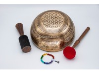 Buddha Tibetan Singing Bowl with Tibetan Mantra & Flower of Life Design