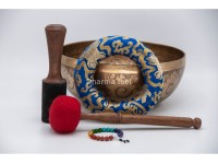 Buddha Tibetan Singing Bowl with Ashtamangala Symbols, Tibetan Mantra & Flower of Life Design
