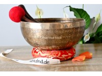 Full Tibetan Mantra Etched Singing Bowl with Mantra Mandala & Double Dorje (Multiple Sizes)