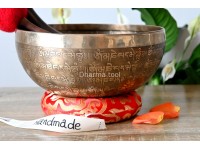 Full Tibetan Mantra Etched Singing Bowl with Mantra Mandala & Double Dorje (Multiple Sizes)